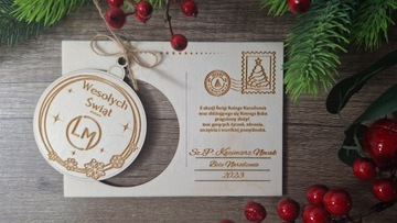 Рождественская открытка, фирменный логотип, персонализированная сломанная деревянная безделушка.