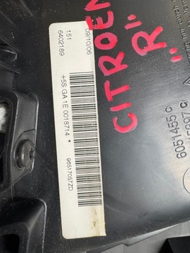 AIRBAG SEDADLA POHOVKA CITROEN C6 PRAVÝ ZADNÍ 96517057ZD