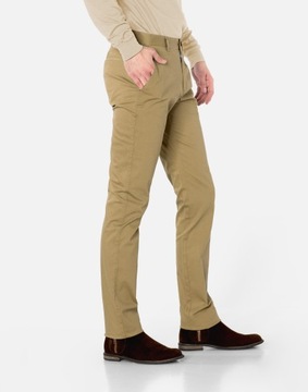 Eleganckie Wizytowe Spodnie Męskie Bawełniane CHINOSY Beżowe 60205 W36 L34