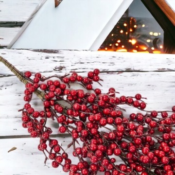 Рождественская гирлянда осень зима боярышник рябина ветка 145 см красный
