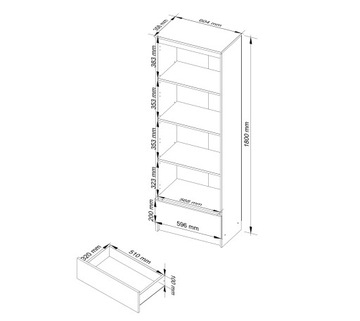 CLP шкаф напольный 60x180x35 Белый/Графит