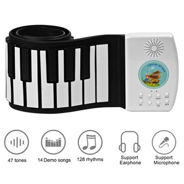 Roll Up Piano Składane pianino 49 klawiszy Przenośne pianino Silikonowe