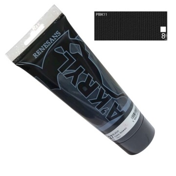 Farba akrylowa 200ml, czerń, Renesans, NR 27