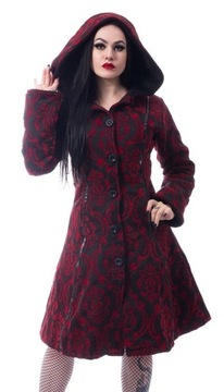 Gotycki czerwony płaszcz Mansion Coat S