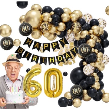 BALONY NA 60 URODZINY ZESTAW BALONÓW DEKORACJI 85el OZDOBY SZEŚĆDZIESIĄTKĘ