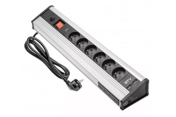 Gniazdo biurkowe GTV MULTI srebrne 6x230V 2xUSB