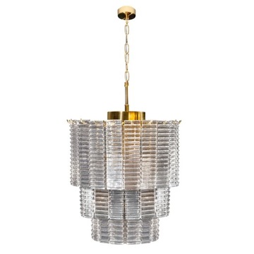 LAMPA WISZĄCA DALIA Z PROSTOKĄTNYMI SZKLANYMI ZAWIESZKAMI 42 X 50 CM ZŁOTY