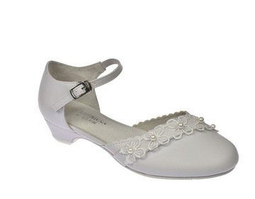 Туфли для причастия, балетки белого цвета, каблук 42/23, размер. 34