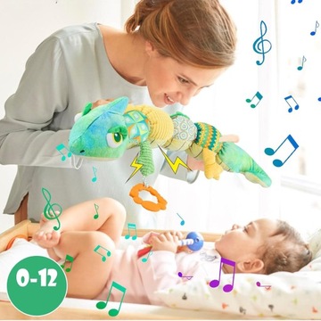 WYPCHANA KOJĄCE DINOZAUR ZABAWKI SENSORYCZNYMI DLA NIEMOWLĘTA Z MUZYKĄ