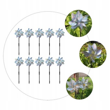 10 шт. светоотражающая садовая ветряная мельница для садовой фермы