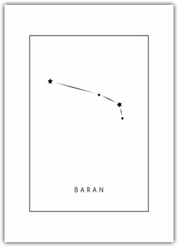 Plakat Znaki Zodiaku Baran 30x42 gwiazdozbiory Grafiki B&W gwiazdy