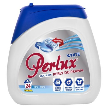 PERLUX WHITE PEREŁKI DO PRANIA KAPSUŁKI BIEL 24SZT