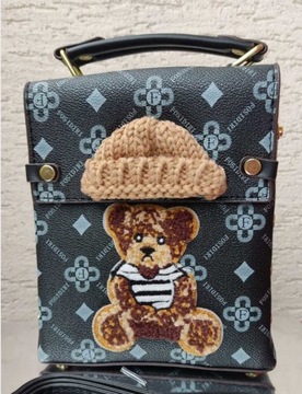 ЖЕНСКАЯ СУМКА MESSAGE, СУМКА НА ПЛЕЧЕ, СУМКА LITTLE BEAR TEDDY, ЧЕРНАЯ