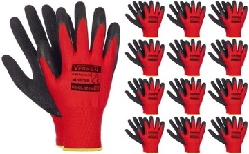 12x MOCNE GRUBE Rękawice robocze Verken RedLatex rozmiar 8(M) 12 PAR