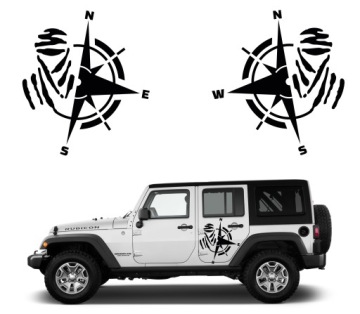 Samolepka na auto Jeep Růže Větrů 49x43 2ks