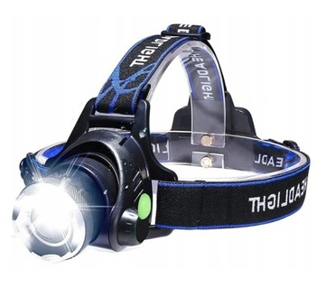 Czołowa Latarka LED ZOOM T6 Czołówka Lampka reflektor szperacz ładowarka