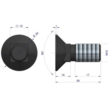 Śruba płużna podsadzana M12x30 10.9 Waryński 10szt