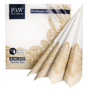 SERWETKI flizelinowe PAW 40x40 ZŁOTE KORONKA 50 szt. WESELE