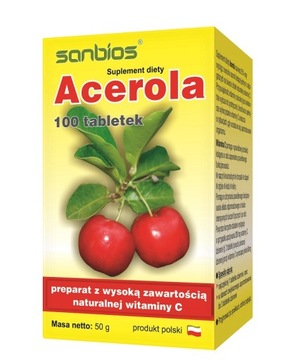 ACEROLA NATURALNA WITAMINA C 100 TABL. Sanbios