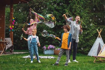 Косилка для мыльных пузырей FRU BLU, аккумуляторы + жидкость