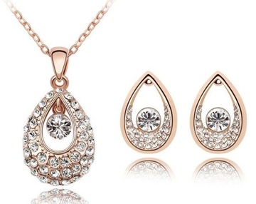 ELEGANCKI KOMPLET KOLCZYKI + NASZYJNIK CRYSTAL PREZENT NA DZIEŃ MAMY