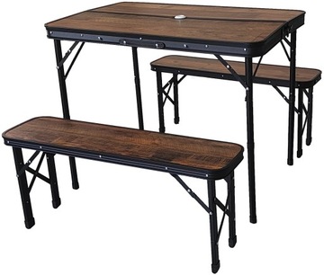 ТУРИСТИЧЕСКИЙ КОМПЛЕКТ ДЛЯ КЕМПИНГА САДОВЫЙ СКЛАДНОЙ СТОЛ С 2 СКАМЕЙКАМИ