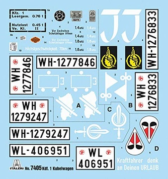 ITALERI KDF.1 TYPE 8 KUBELWAGEN 7405 МАСШТАБ 1:9