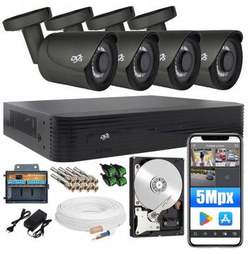 Zestaw do monitoringu 4 grafitowych kamer 5Mpx 1TB