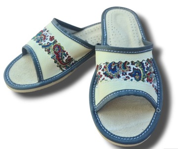 Женские кожаные тапочки, размер 36. Слипоны Łowickie, размеры 36–41.