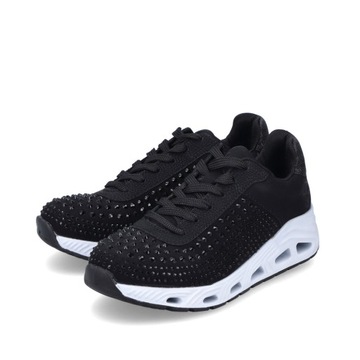 RIEKER Sneakersy, buty, półbuty, czarne sportowe N5201-00