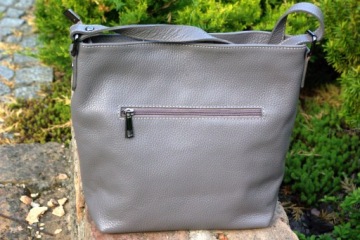 Серая итальянская кожаная сумочка