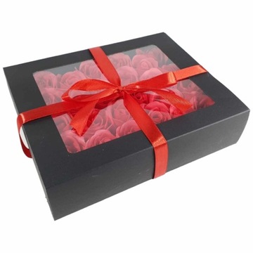 Pachnący Flower Box W PUDEŁKU z 24 Mydlanymi Różami Różowymi na Prezent