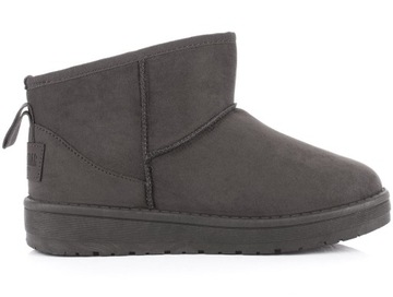 BIG STAR BUTY BOTKI ŚNIEGOWCE OCIEPLANE FUTERKIEM DAMSKIE SZARE r. 38