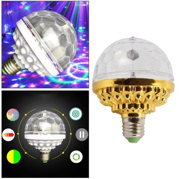 Поворотная светодиодная лампа RGB E27 мощностью 6 Вт с кристаллом