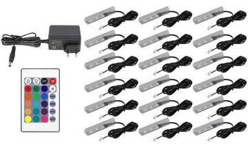 18x klipsy LED RGB do półek szyb klips KOMPLET