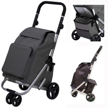 Wózek na zakupy do pchania ZigZag torba na kółkach 4 kołowy 4 kółka