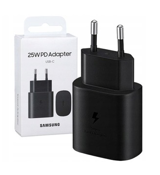 Szybka ładowarka Samsung 25W typ USB-C czarna do smartfona telefonu kostka