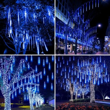 Solarne lampki deszczowe z deszczem meteorów, 30 cm, 10 rurek, 240 diod LED