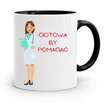 KUBEK CZARNY PREZENT DLA DOKTORA GOTOWA BY POMAGAĆ z Nadrukiem ze Zdjęciem