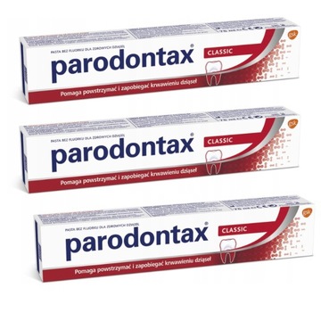 3x Pasta do zębów Parodontax Classic na Wrażliwe dziąsła Wybielająca 75 ml