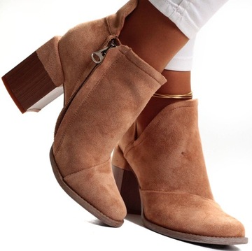 ELEGANCKIE BOTKI DAMSKIE BUTY Z WYCIĘCIEM SŁUPEK