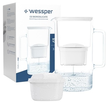 Dzbanek filtrujący szklany Wessper AquaMax 3l + 2x Filtr do wody