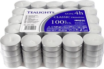 Podgrzewacze TEALIGHT bezzapachowe 4H 100 sztuk