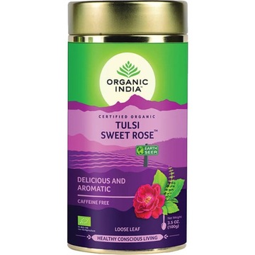 Tulsi Sweet Rose herbata liściasta 100g Organic india Delicious and Aromati