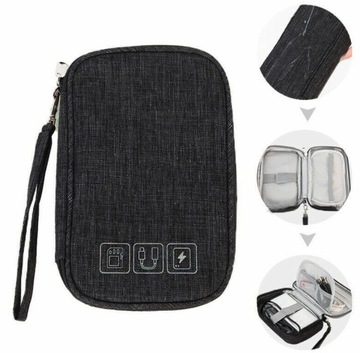 Дорожный органайзер для кабелей и зарядных устройств, черный