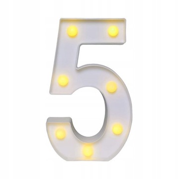 LED LAMPKA DUŻE CYFRA 5 LICZBA PIĘĆ PIĄTKA