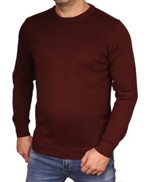 Sweter męski klasyczny bordowy bawełniany XXL