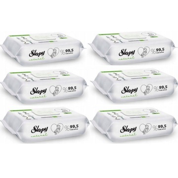 6x Sleepy chusteczki wodne dla dzieci 99,5% wody ekstrakt z ogórka 60szt