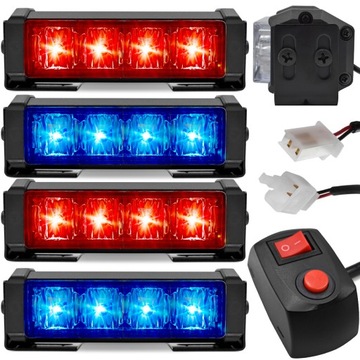 DIODOWE KOGUTY LED STROBOSKOPY LAMPY OSTRZEGAWCZE HOALTE 12V 24V RED/BLUE