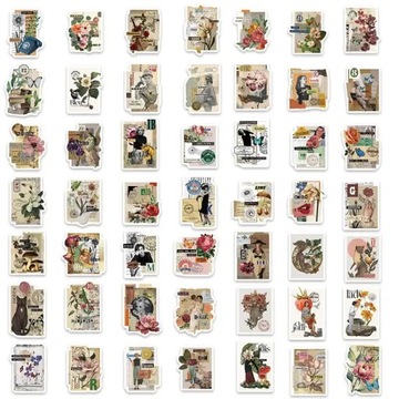 ВОДОНЕПРОНИЦАЕМЫЕ НАКЛЕЙКИ MIX ВИНТАЖ РЕТРО 50 шт.